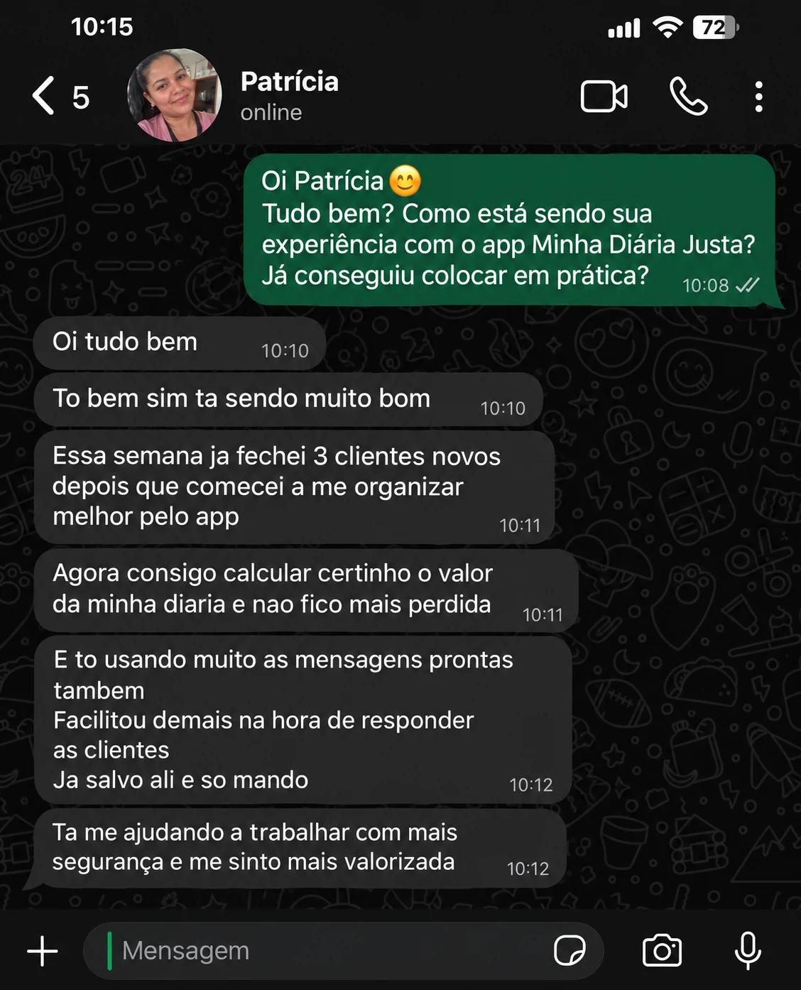 Depoimento da Patrícia, diarista, sobre o app Minha Diária Justa